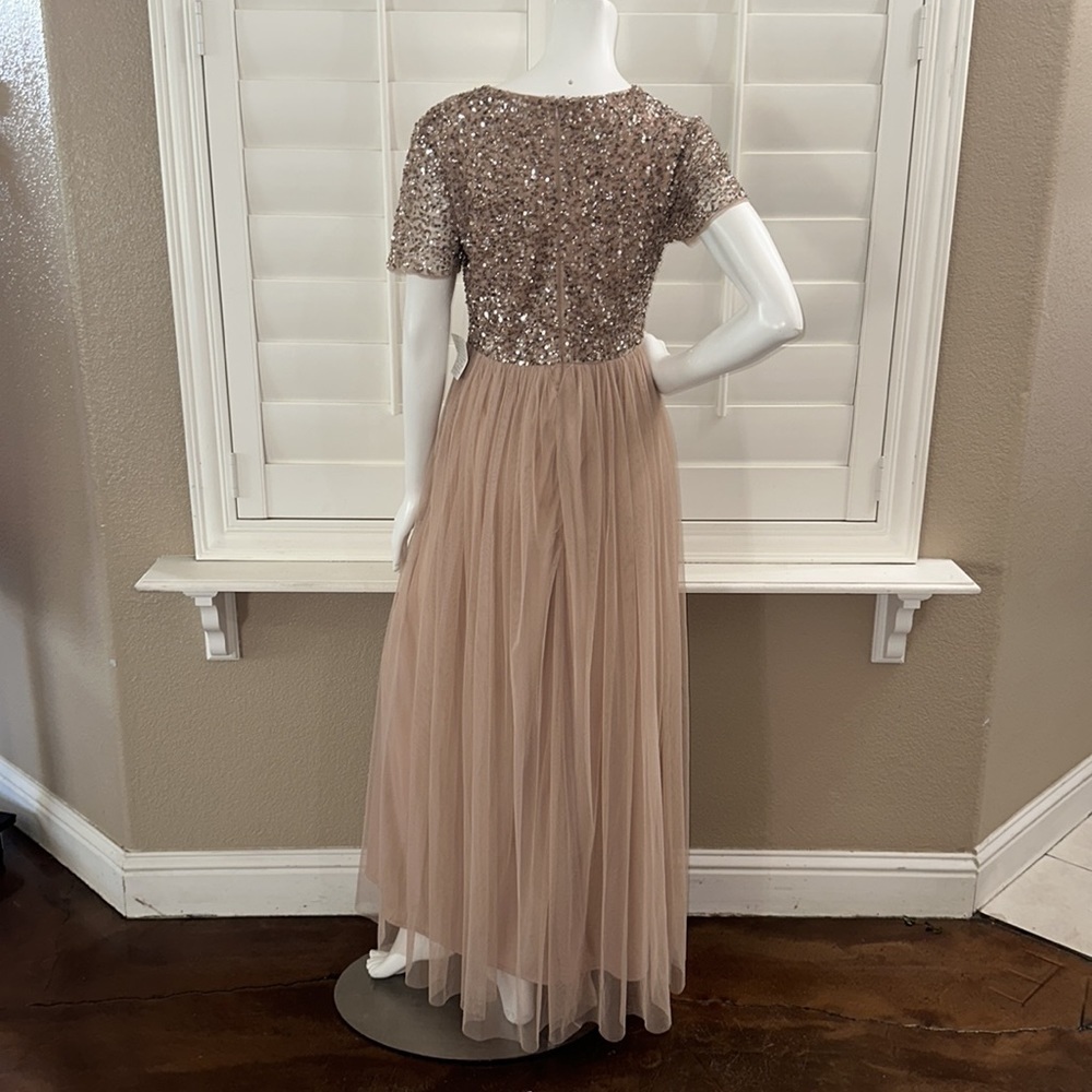 Maya Petite Bridesmaid short sleeve maxi tulle dress - Picture 8 of 12